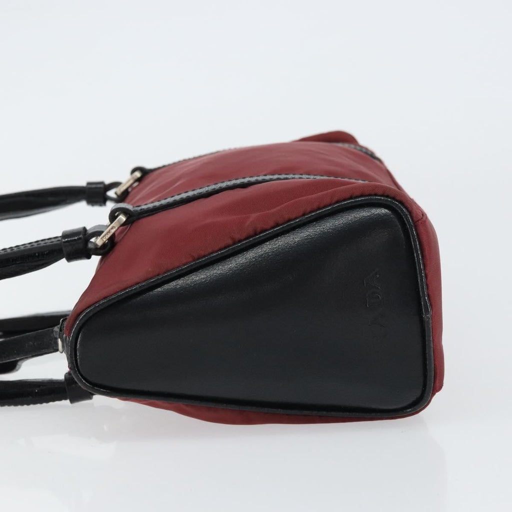 Prada Vintage Zip Handbag Tessuto Burgundy Nylon Handbag (Authentic  )