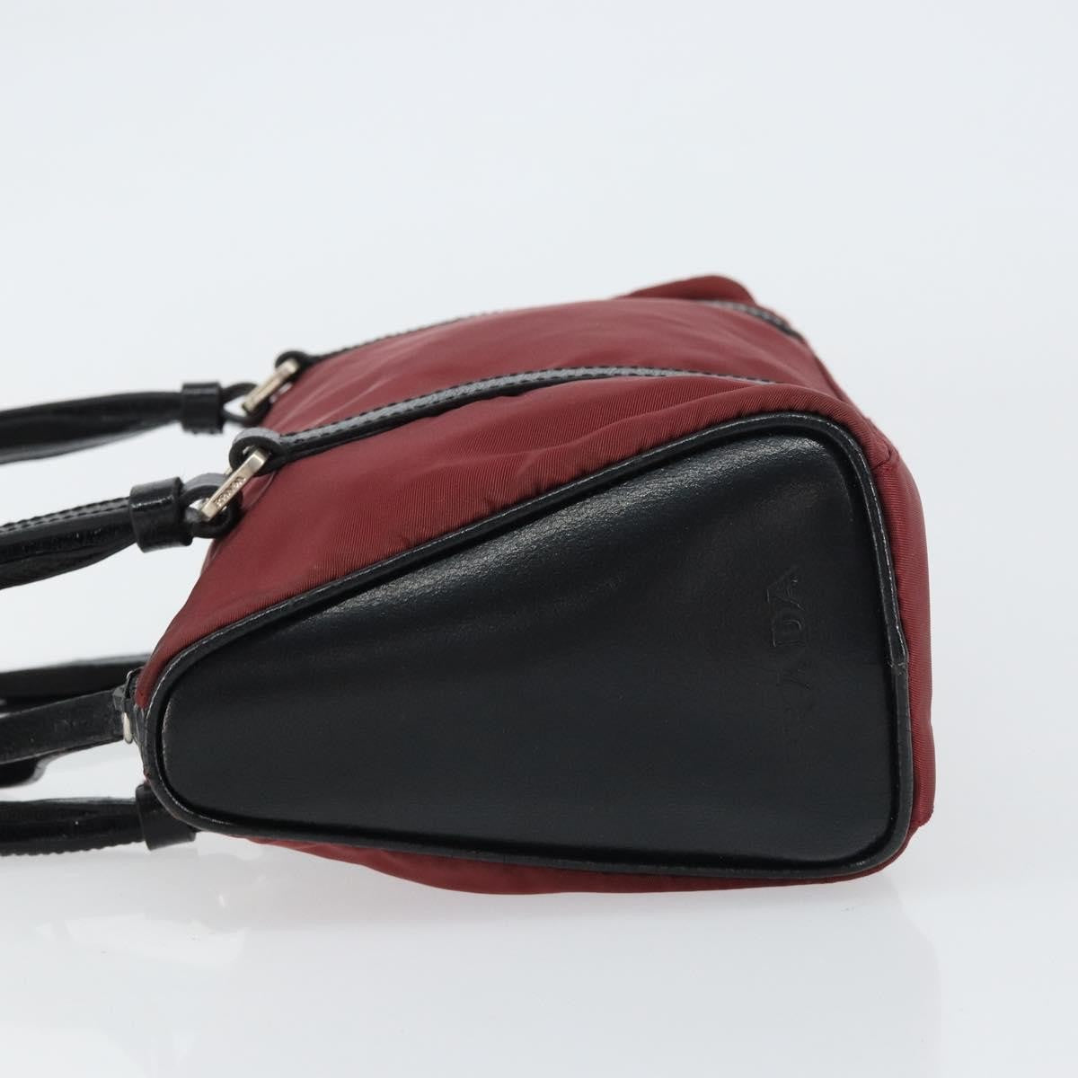 Prada Vintage Zip Handbag Tessuto Burgundy Nylon Handbag (Authentic  )