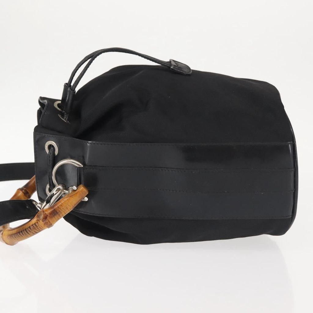 Gucci Vintage Bamboo Bucket Bag Nylon And Leather Black Nylon Bag (Authentic  )