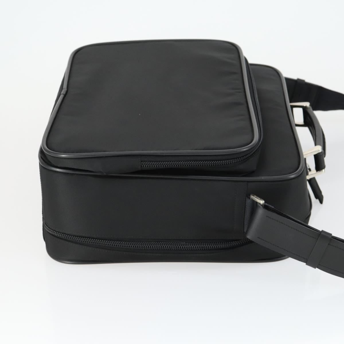 Prada Convertible Front Pocket Briefcase Tessuto With Saffiano Leather Black Nylon Briefcase Bag (Authentic  )