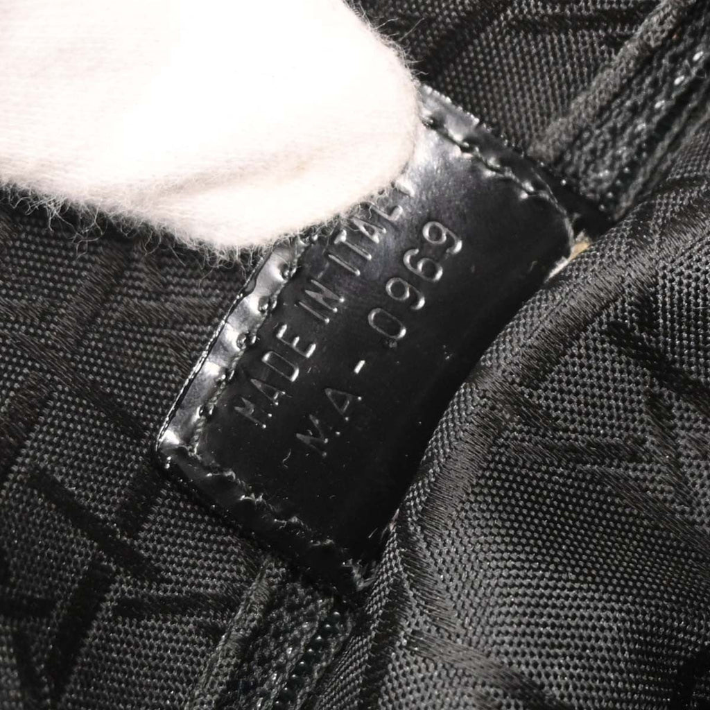 Christian Dior Vintage Lady Dior Bag Houndstooth Canvas Black Canvas Handbag (Authentic  )