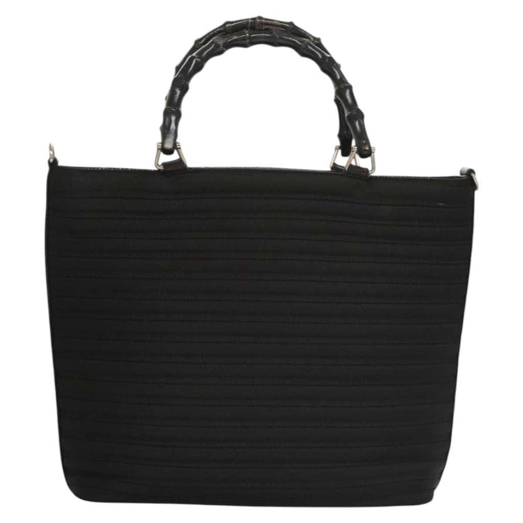 Gucci Vintage Bamboo Handle Bag Nylon Black Nylon Handbag ( )