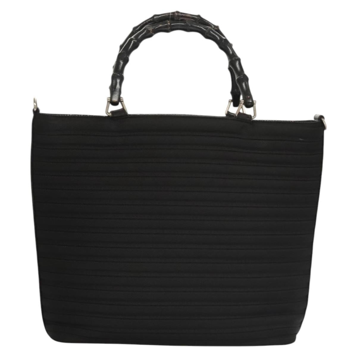 Gucci Vintage Bamboo Handle Bag Nylon Black Nylon Handbag ( )