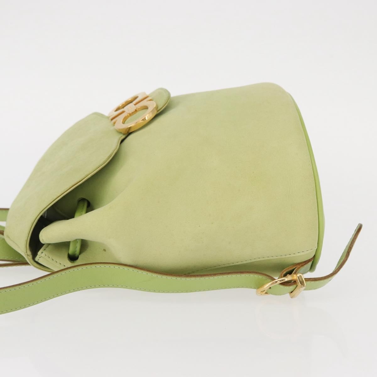Salvatore Ferragamo Gancini Backpack Suede Green Suede Backpack Bag (Authentic  )