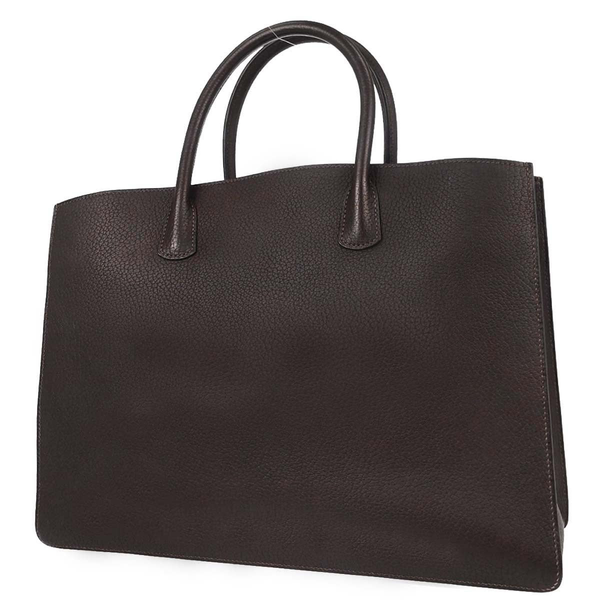 Hermes White Bus Bag Leather Brown Leather Handbag ( )