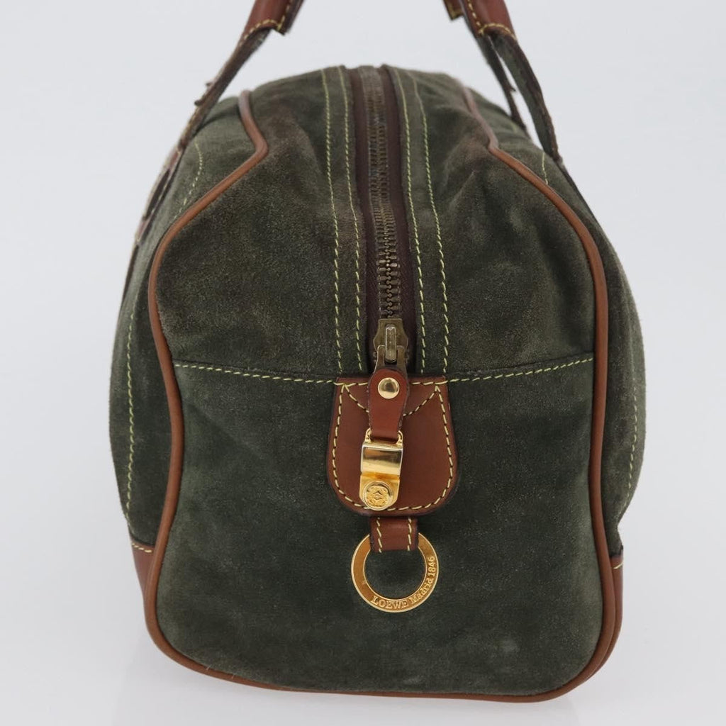 Loewe Anagram Handbag Suede Green Suede Handbag (Authentic  )