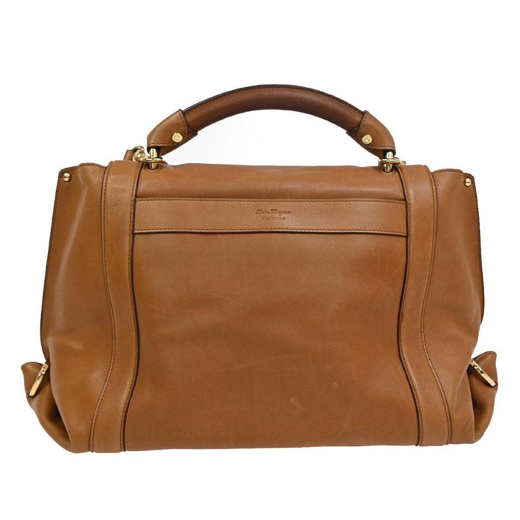 Salvatore Ferragamo Suzanna Satchel Smooth Leather Brown Leather Handbag (Authentic  )