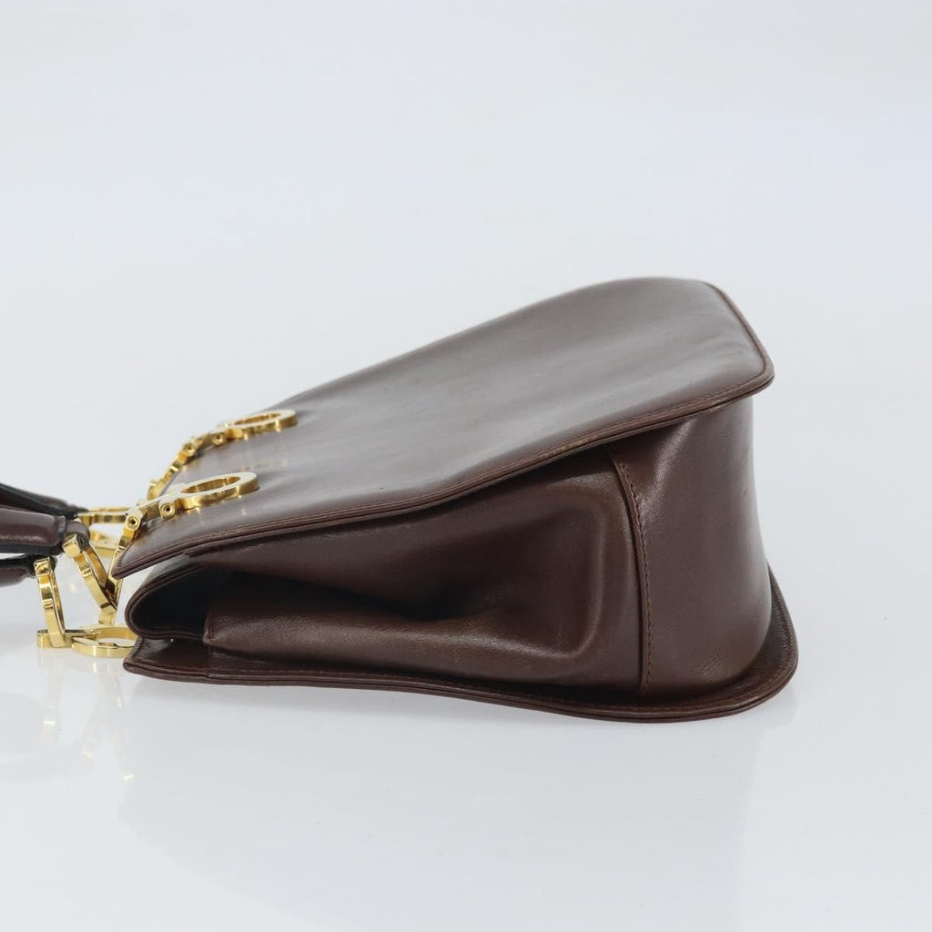 Salvatore Ferragamo Gancini Handbag Leather Brown Leather Handbag (Authentic  )