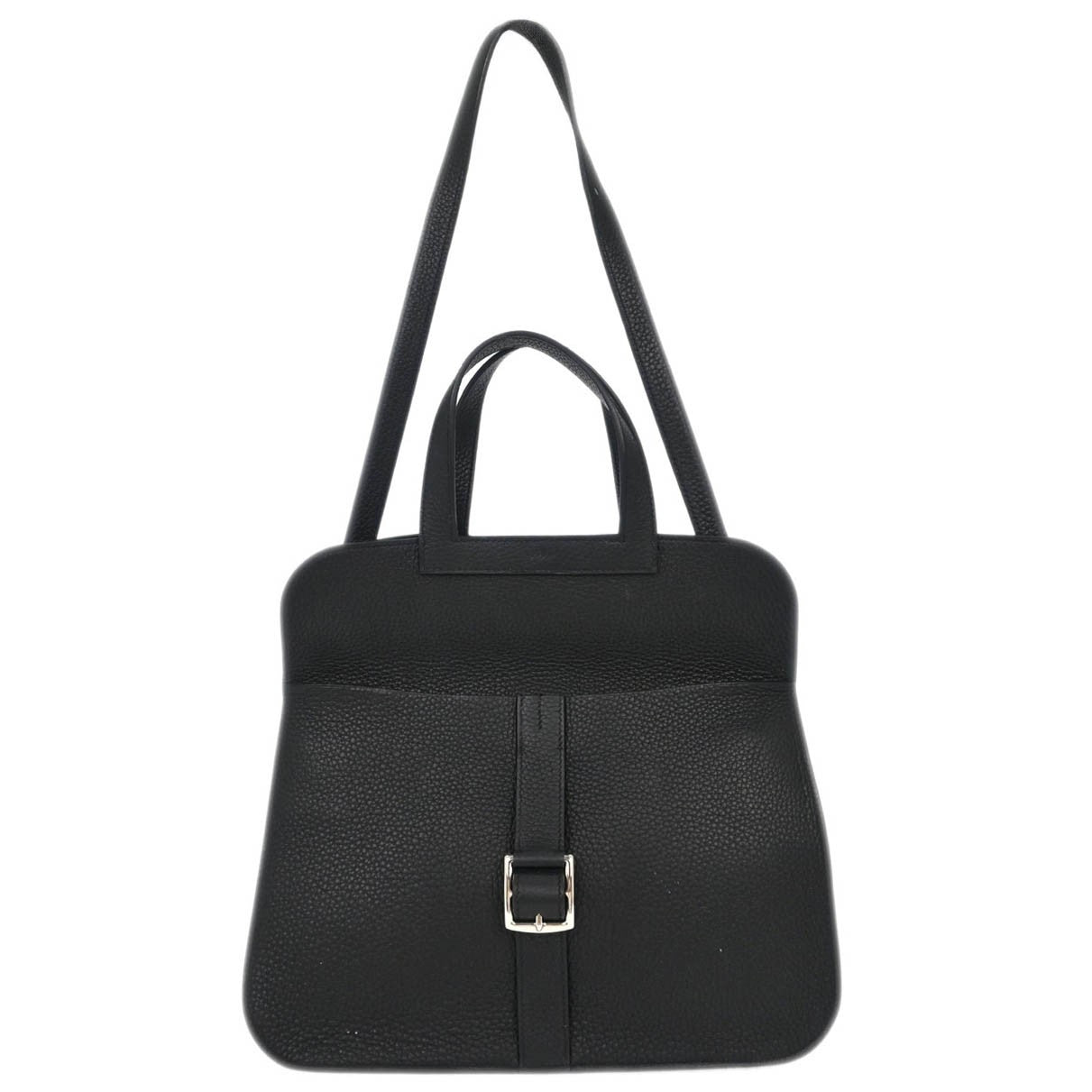 Hermes Halzan Bag Clemence Black Leather Bag (Authentic  )