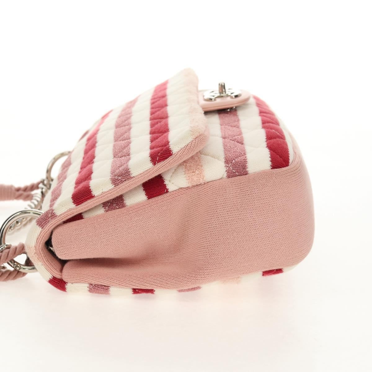Chanel Vintage Flap Shoulder Bag Canvas Pink Leather Handbag ( )