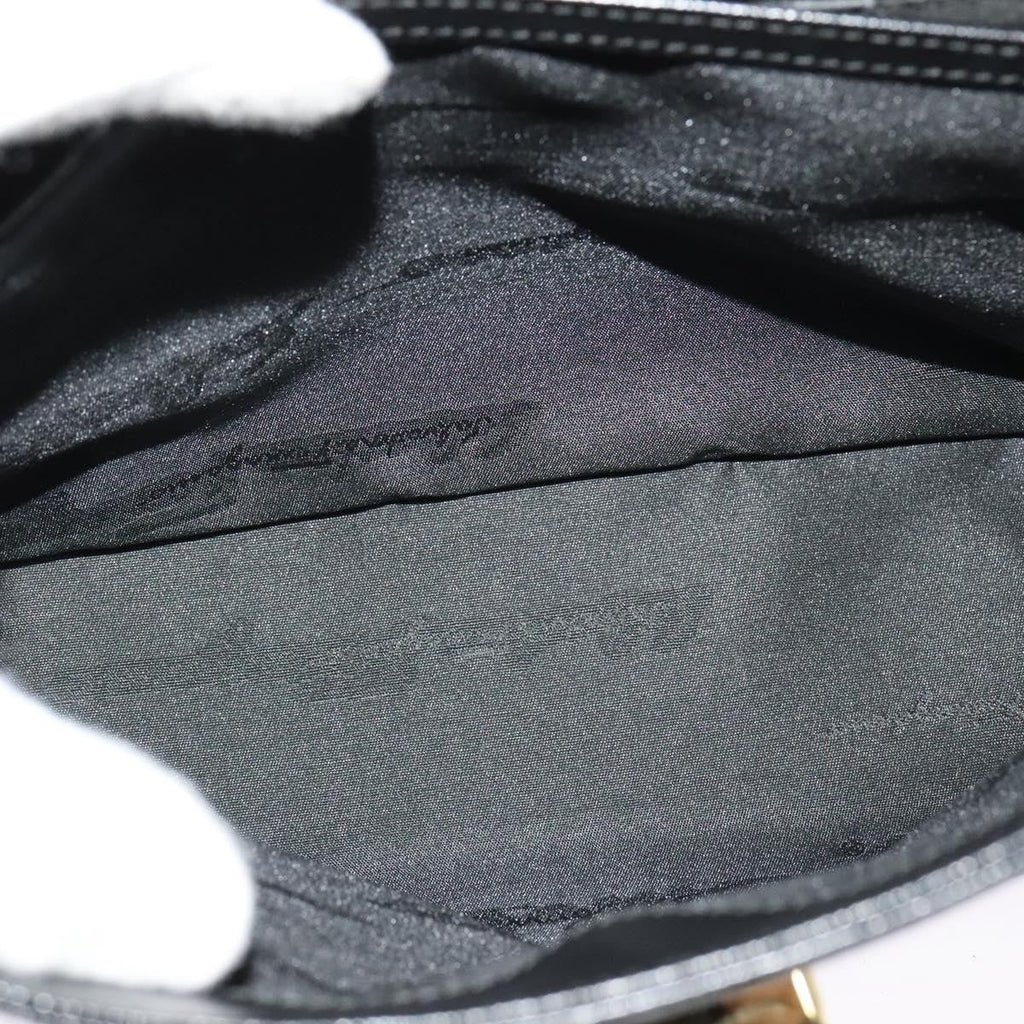 Salvatore Ferragamo Gancini Convertible Top Handle Bag Leather Black Leather Handbag (Authentic  )