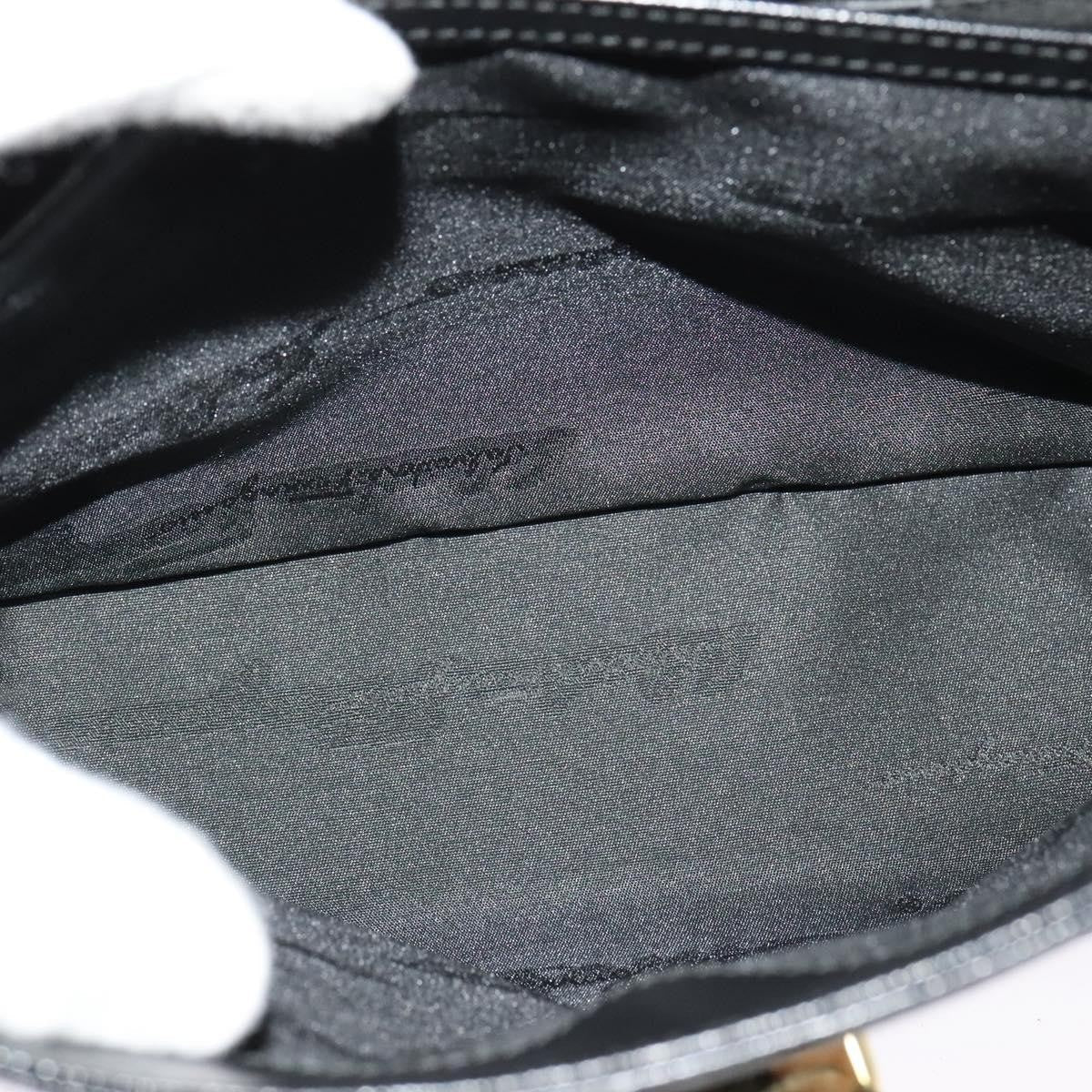 Salvatore Ferragamo Gancini Convertible Top Handle Bag Leather Black Leather Handbag (Authentic  )