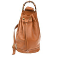 Gucci Vintage Bamboo Sling Backpack Leather Brown Leather Backpack Bag (Authentic  )