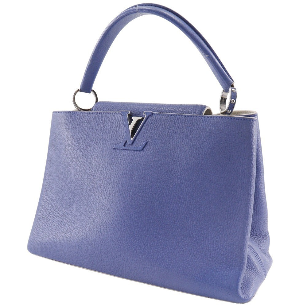 Louis Vuitton Capucines Bag Leather Blue Leather Handbag (Authentic  )
