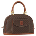 Celine Vintage Macadam Handbag Canvas And Leather Brown Canvas Handbag (Authentic  )