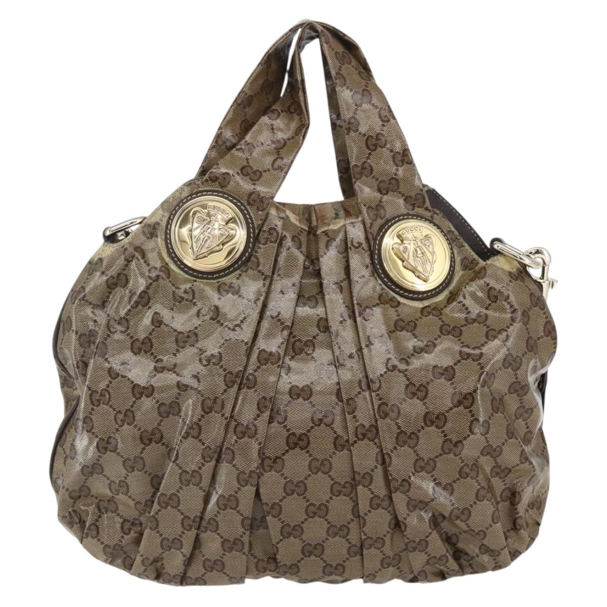 Gucci Hysteria Convertible Top Handle Bag Gg Coated Canvas Beige Canvas Handbag (Authentic  )