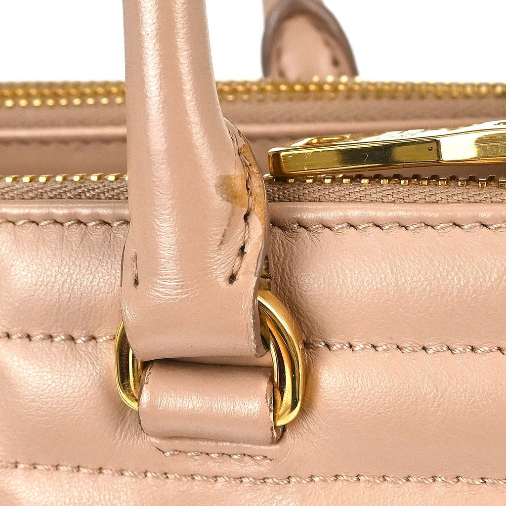 Prada Zipped Tote Leather Pink Leather Handbag ( )