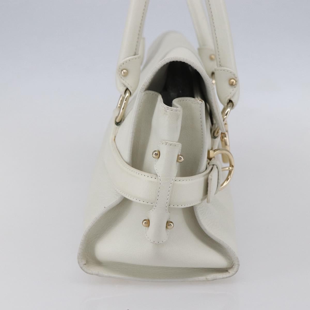 Salvatore Ferragamo Gina Satchel Leather White Leather Handbag (Authentic  )
