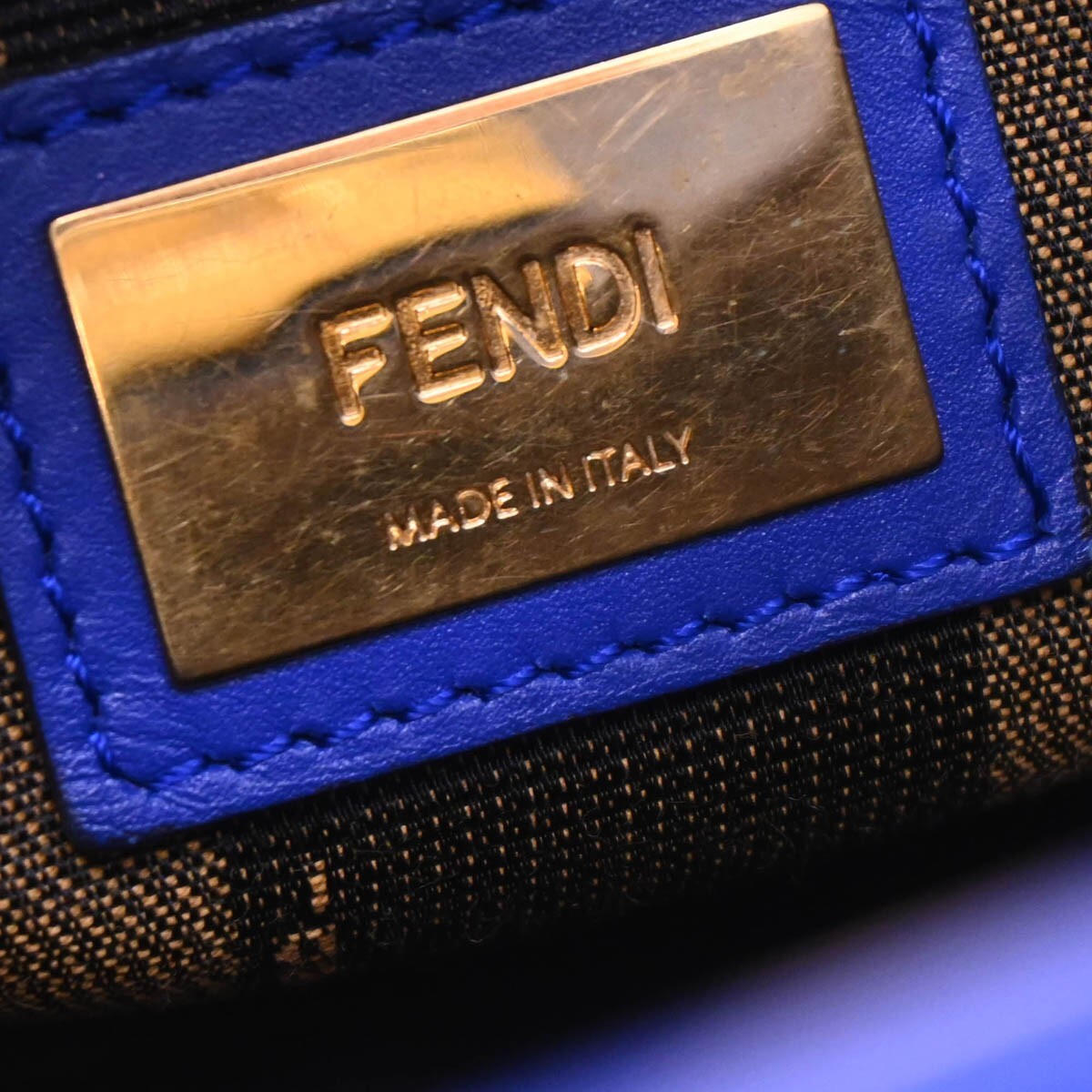 Fendi Peekaboo Bag Soft Leather Blue Leather Handbag (Authentic  )