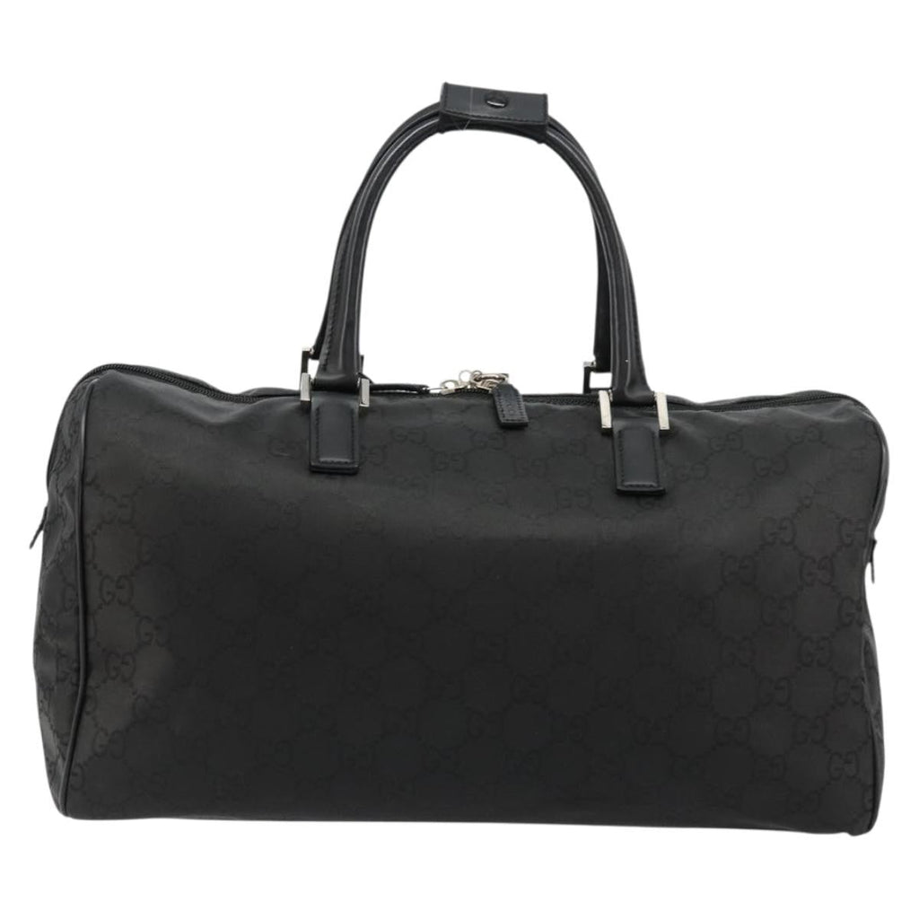 Gucci Duffle Bag Jumbo Gg Embossed Leather Black Pvc Handbag ( )