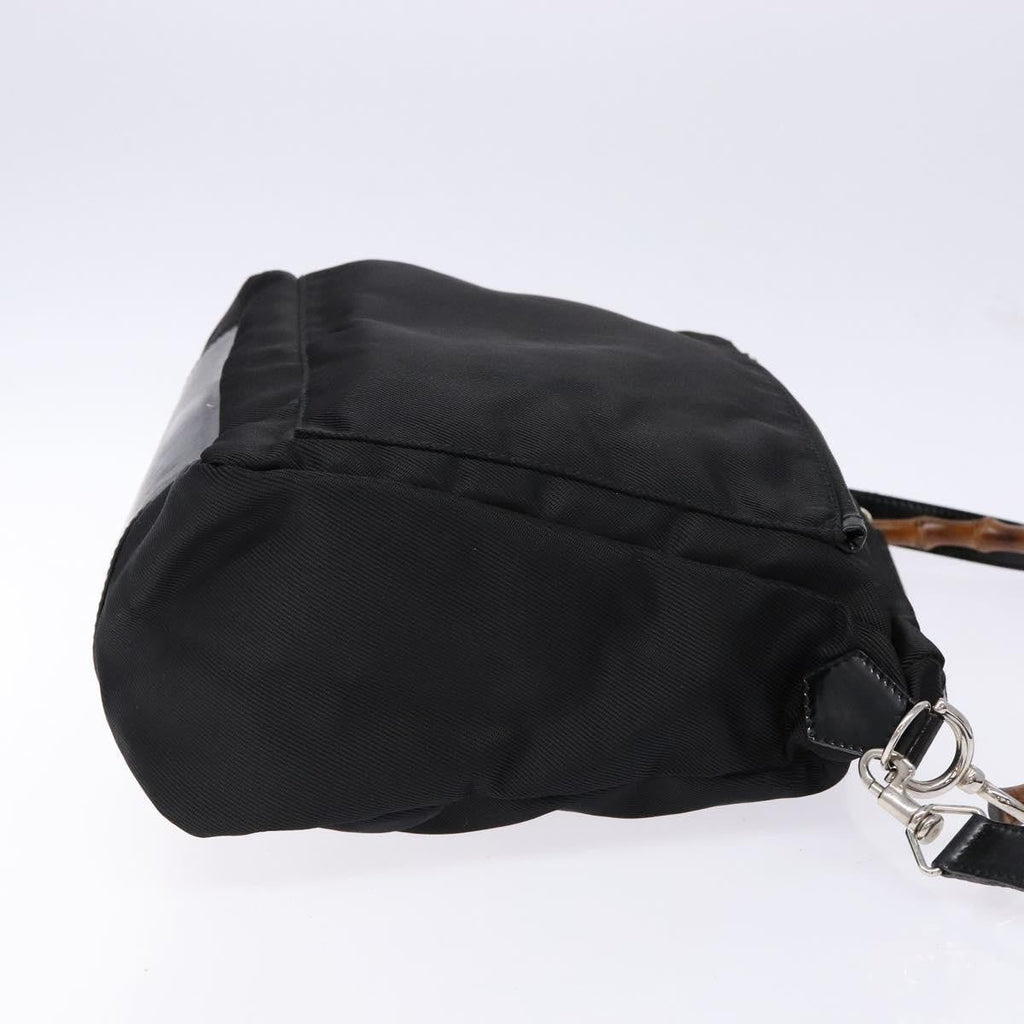Gucci Vintage Bamboo Handle Bag Nylon Black Nylon Handbag ( )