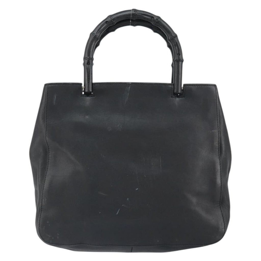 Gucci Vintage Bamboo Handle Bag Leather Black Leather Handbag ( )
