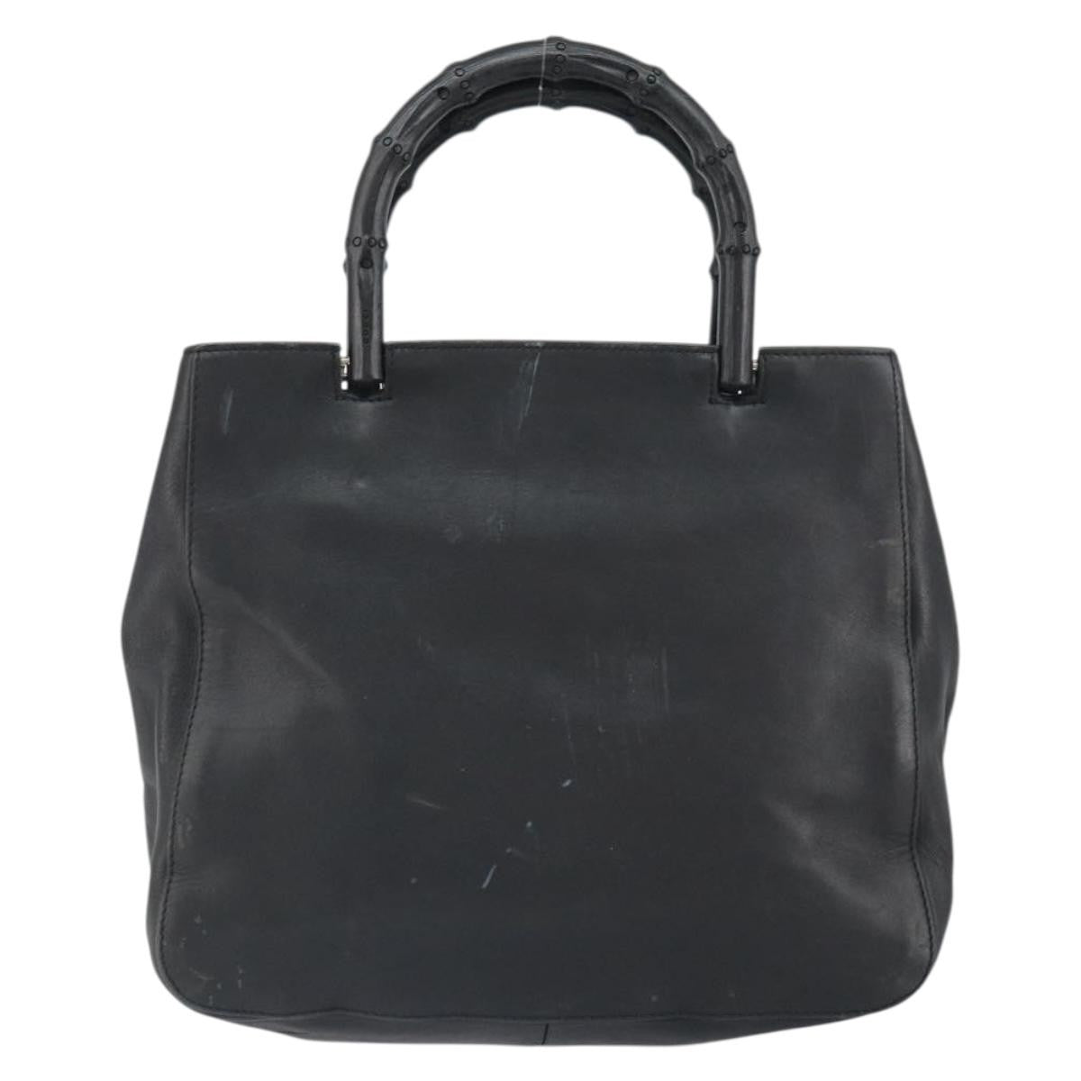 Gucci Vintage Bamboo Handle Bag Leather Black Leather Handbag ( )