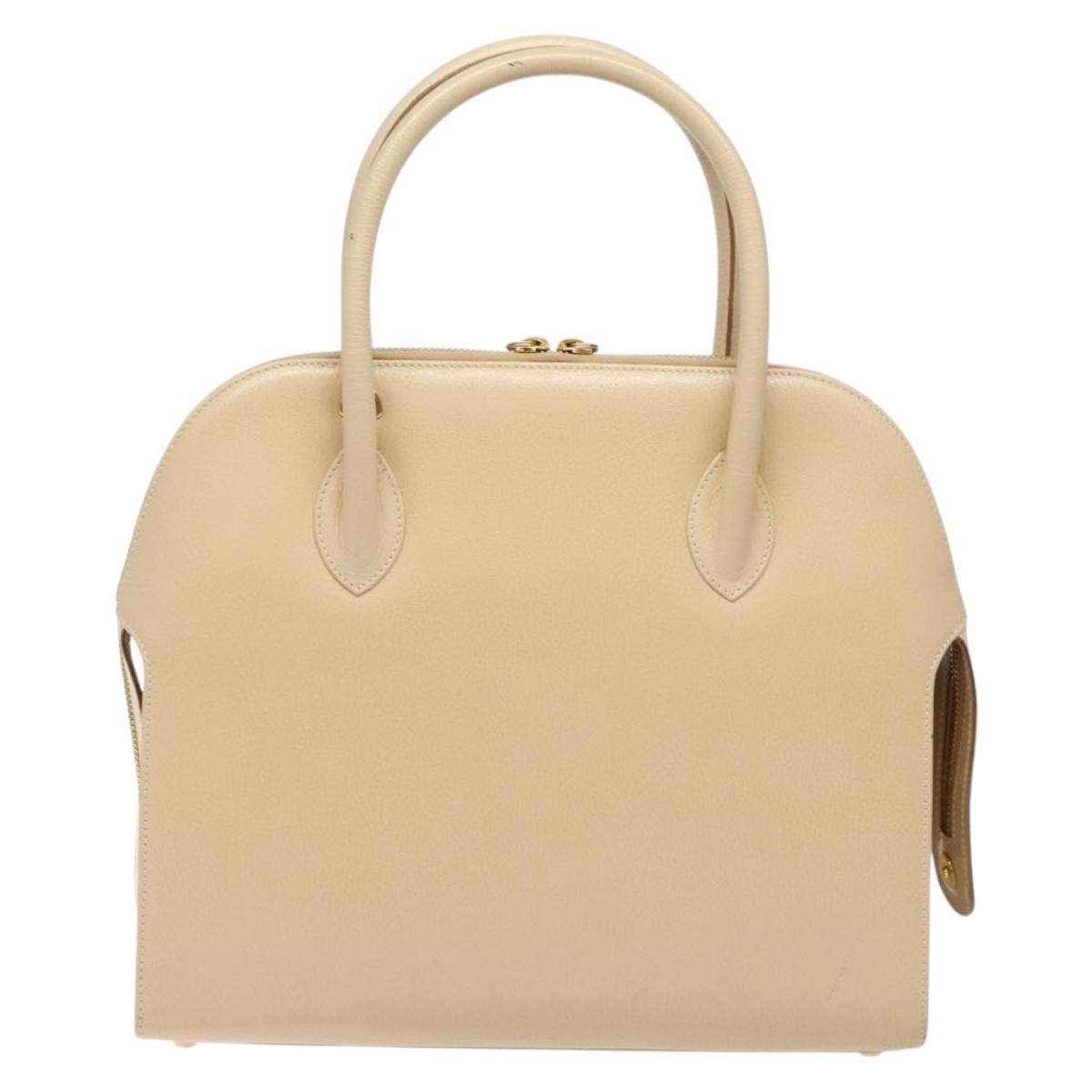 Salvatore Ferragamo Convertible Dome Gancini Leather Beige Leather Handbag (Authentic  )