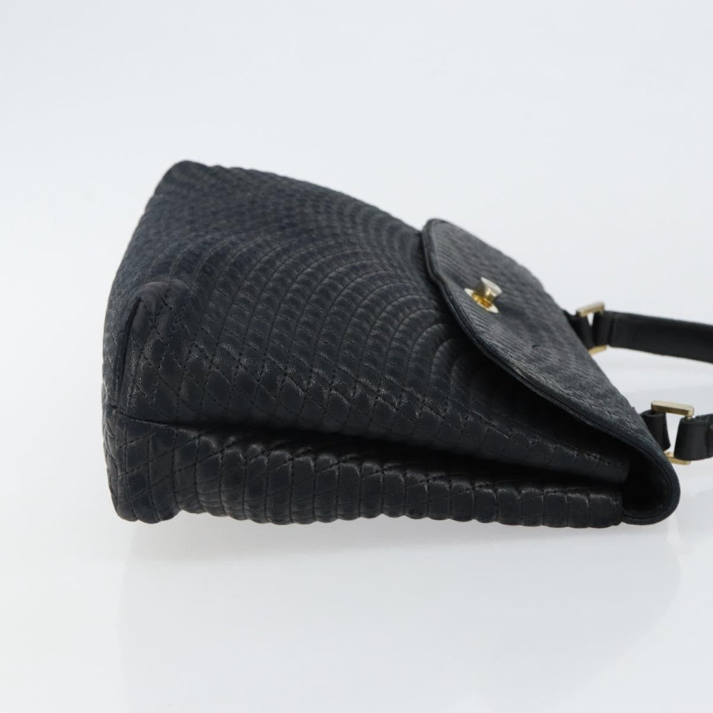 Bally Vintage Handbag Quilted Leather Black Leather Handbag (Authentic  )