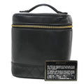 Chanel Vintage Cosmetic Case Quilted Lambskin Black Leather Handbag (Authentic  )