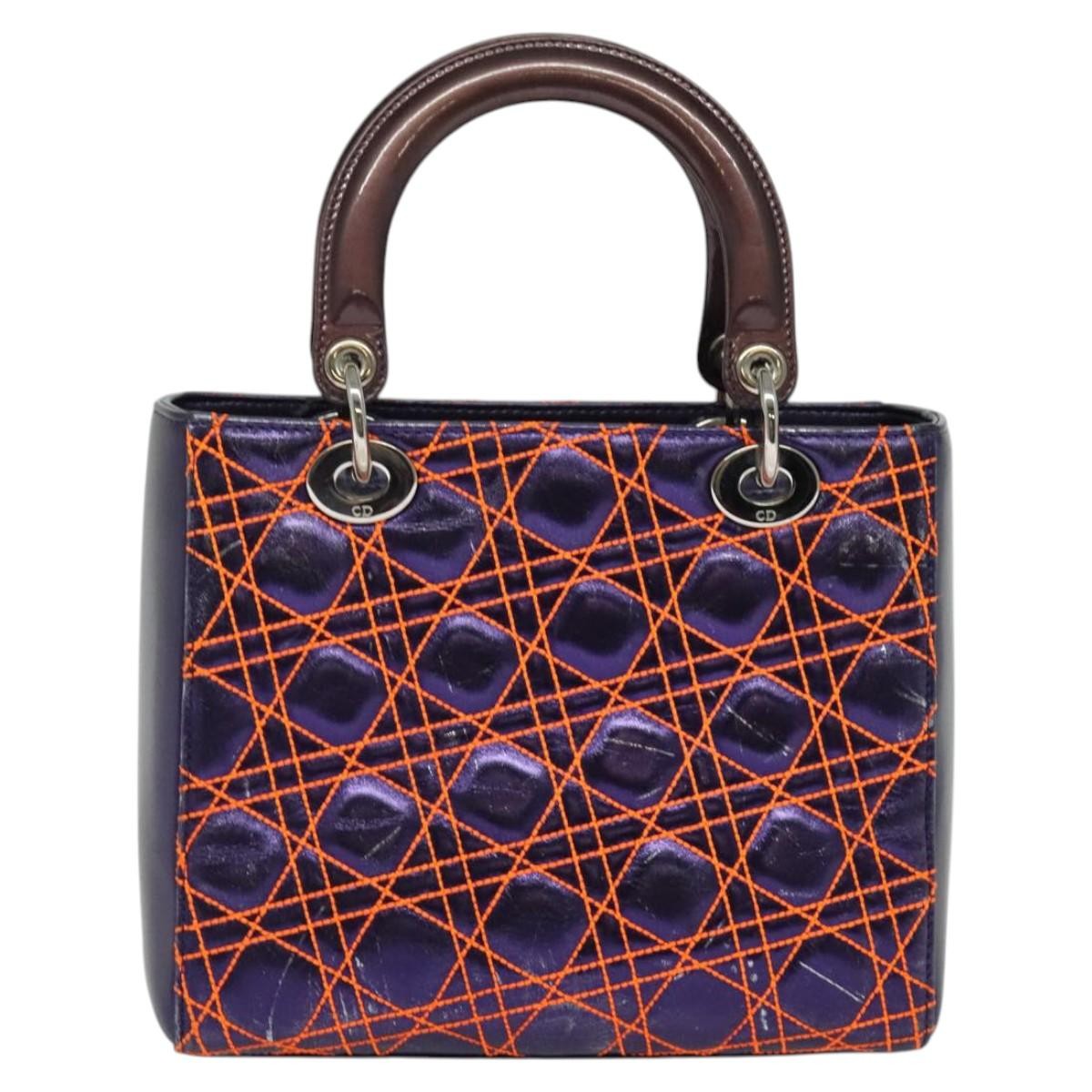 Christian Dior Lady Dior Bag Anselm Reyle Cannage Quilt Leather Purple Leather Handbag ( )