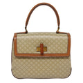 Celine Vintage Convertible Top Handle Bag Macadam Coated Canvas Beige Canvas Handbag (Authentic  )