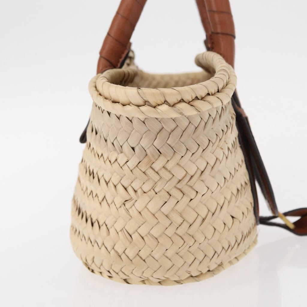 Chloe Marcie Basket Bag Raffia And Leather Beige Wicker Handbag (Authentic  )