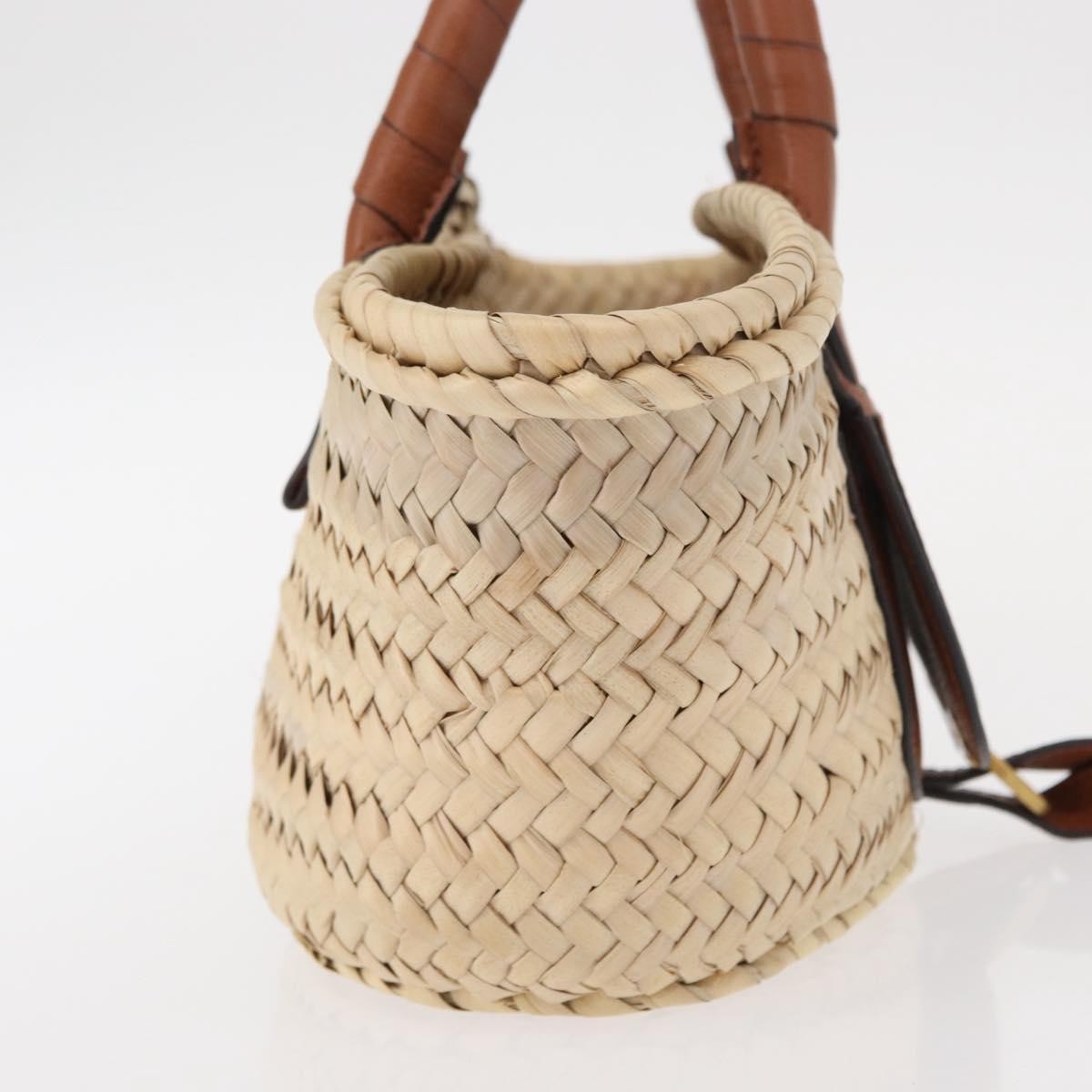 Chloe Marcie Basket Bag Raffia And Leather Beige Wicker Handbag (Authentic  )