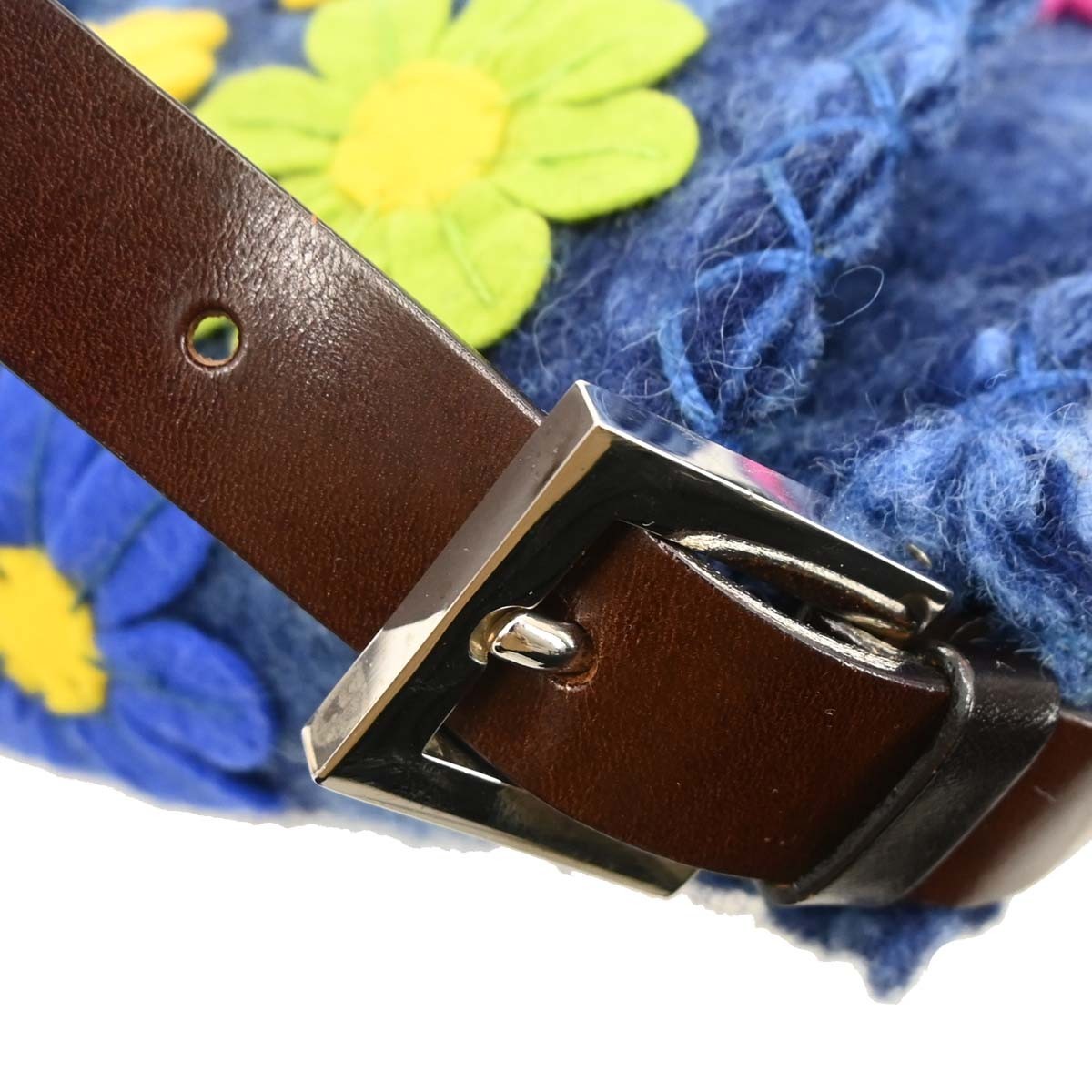 Fendi Baguette Bag Patent Blue Felt,Leather Handbag (Authentic  )