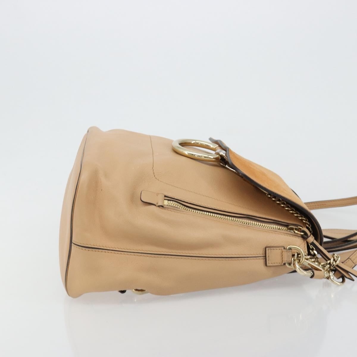 Chloe Faye Backpack Suede With Applique Beige Leather Backpack Bag ( )