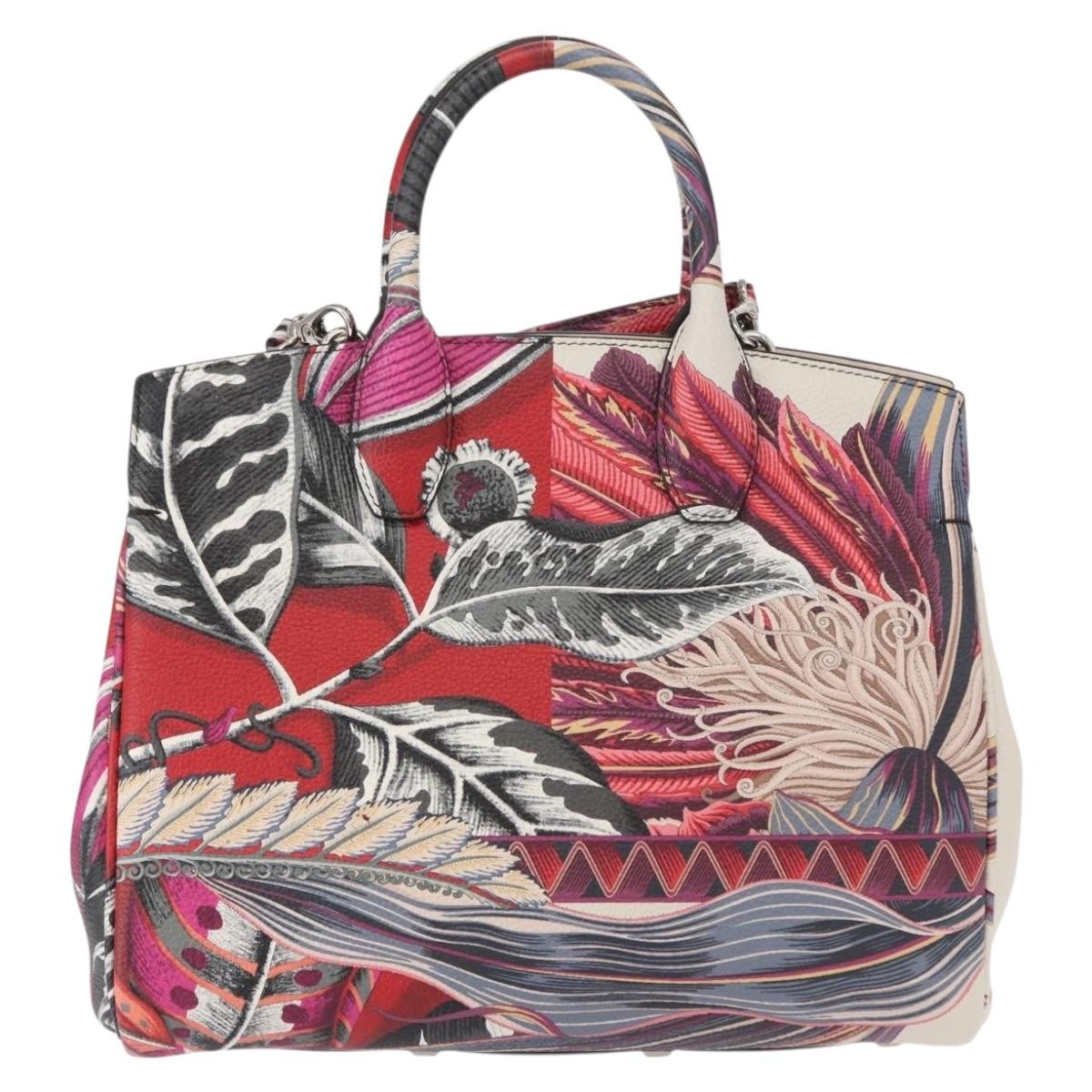 Salvatore Ferragamo Studio Satchel Printed Leather Multicolour Leather Handbag (Authentic  )