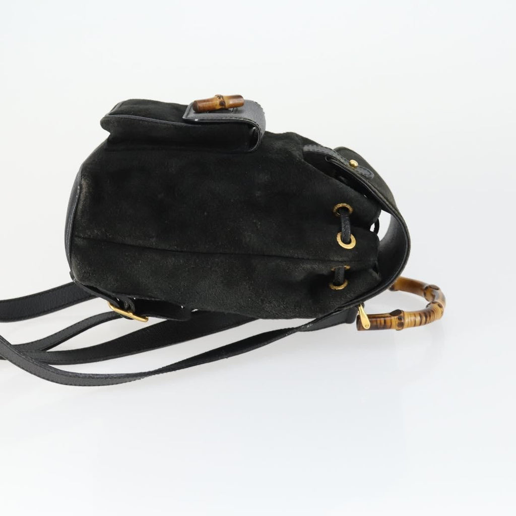 Gucci Gucci Bamboo Backpack Daim Black Suede Backpack Bag (Authentic  )