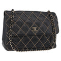 Chanel Chanel Matelassé Cuir Noir Black Leather Black Leather Handbag (Authentic  )