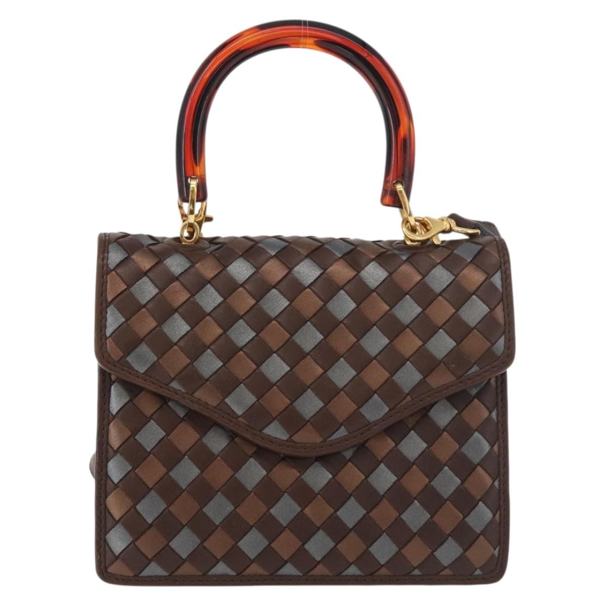 Bottega Veneta Intrecciato Handbag Leather Brown Leather Handbag ( )