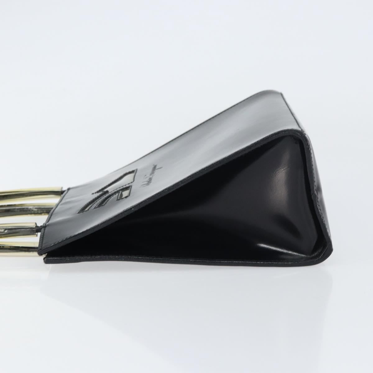 Salvatore Ferragamo Vintage Handbag Patent Leather Black Patent_Leather Handbag (Authentic  )