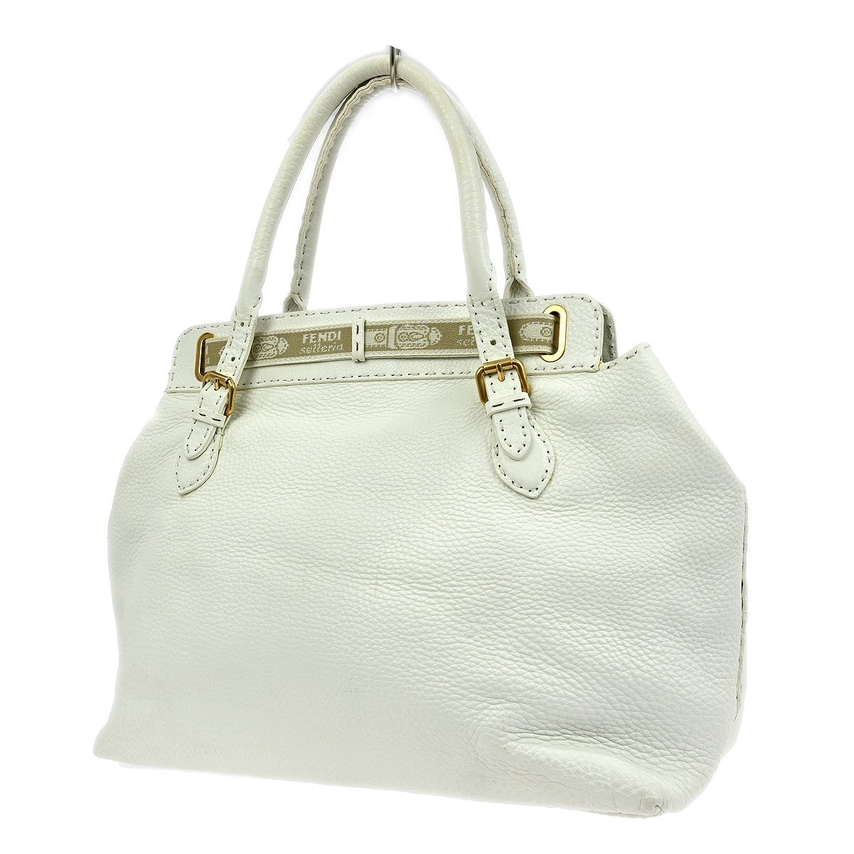 Fendi Selleria Peekaboo Bag Leather White Leather Handbag ( )