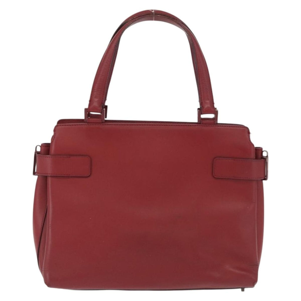 Salvatore Ferragamo Double Gancini Side Buckle Tote Leather Red Leather Handbag (Authentic  )