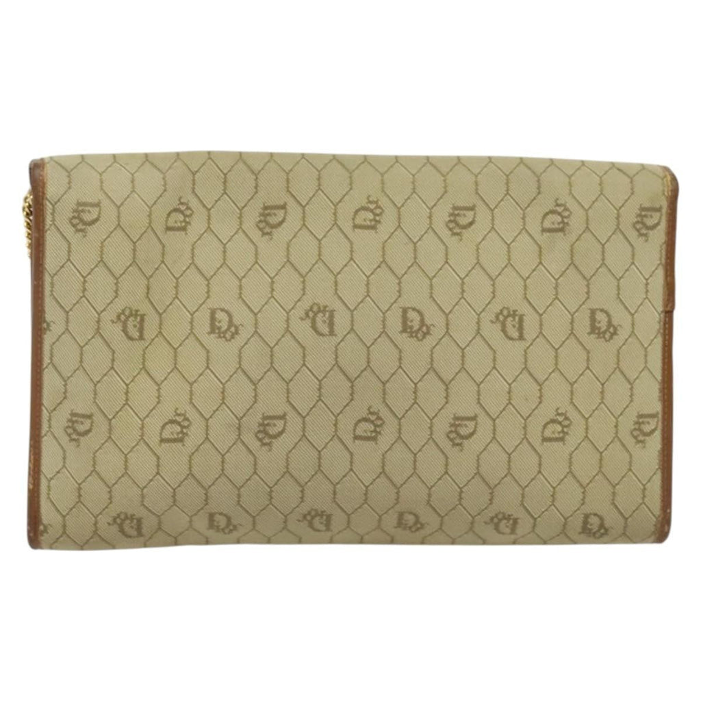Christian Dior Vintage Honeycomb Chain Canvas Beige Canvas Bag (Authentic  )