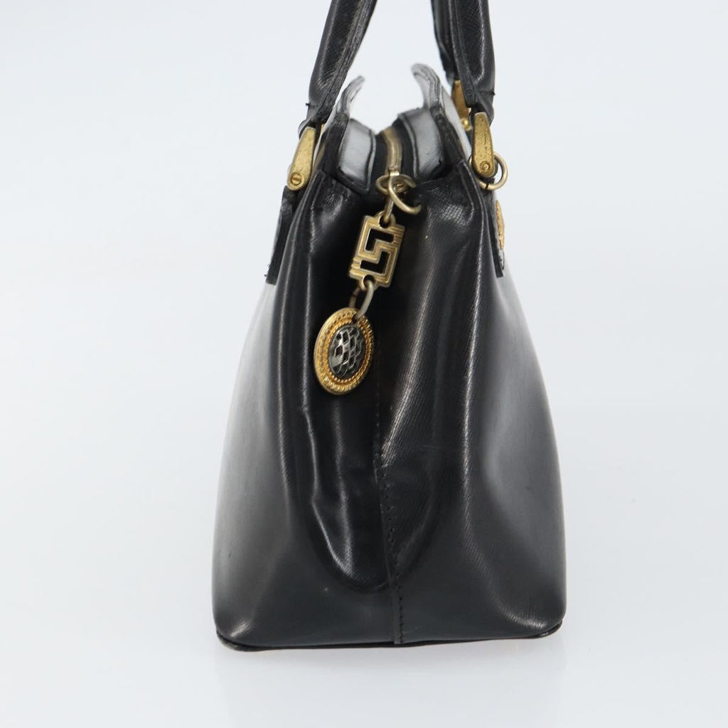 Versace Vintage Handbag Leather Black Leather Handbag (Authentic  )