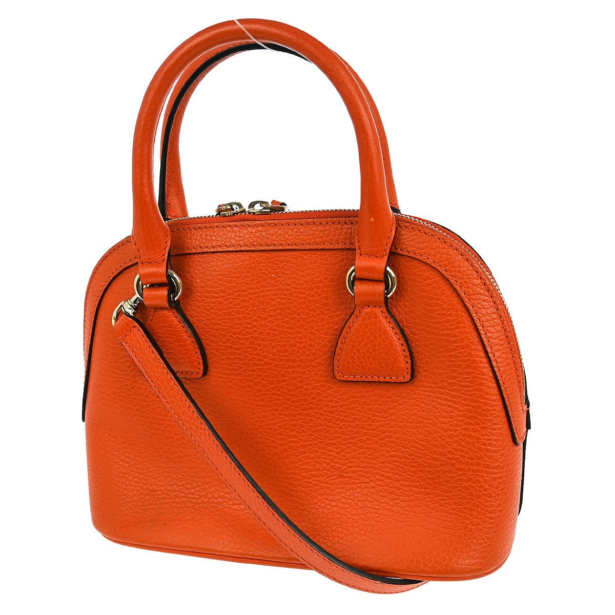 Gucci Convertible Dome Satchel Leather Orange Leather Handbag ( )
