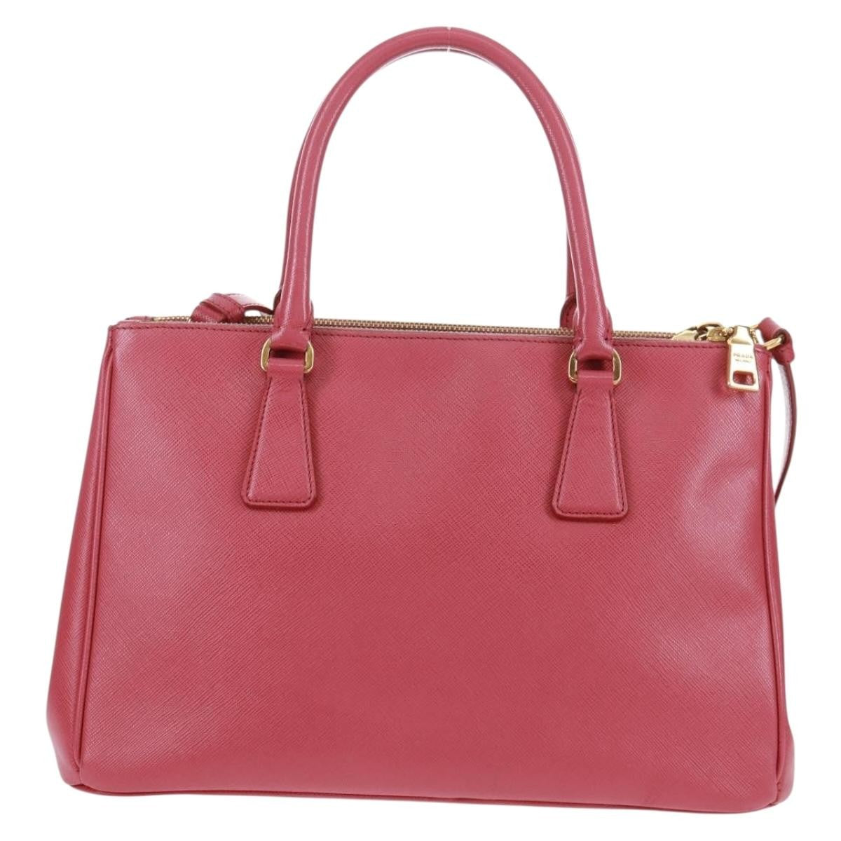Prada Double Zip Lux Tote Saffiano Leather Pink Leather Handbag ( )