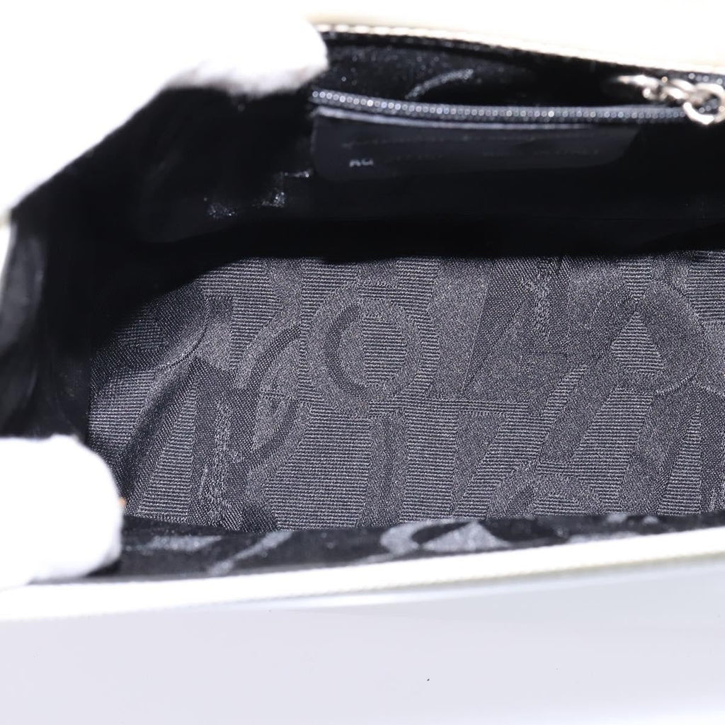 Salvatore Ferragamo Gancini Handbag Patent Leather White Patent_Leather Handbag (Authentic  )