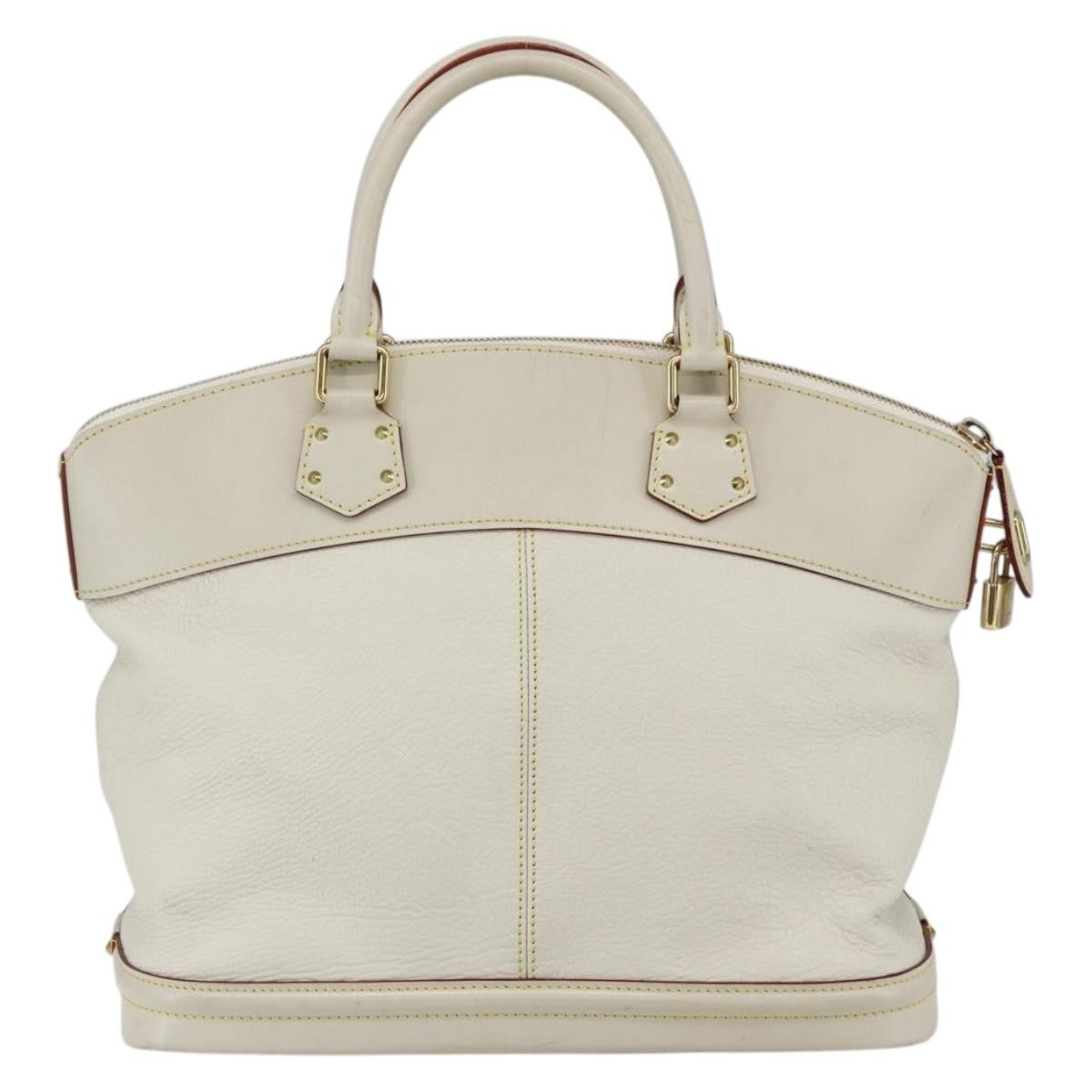 Louis Vuitton Suhali Lockit Handbag Leather White Leather Handbag (Authentic  )