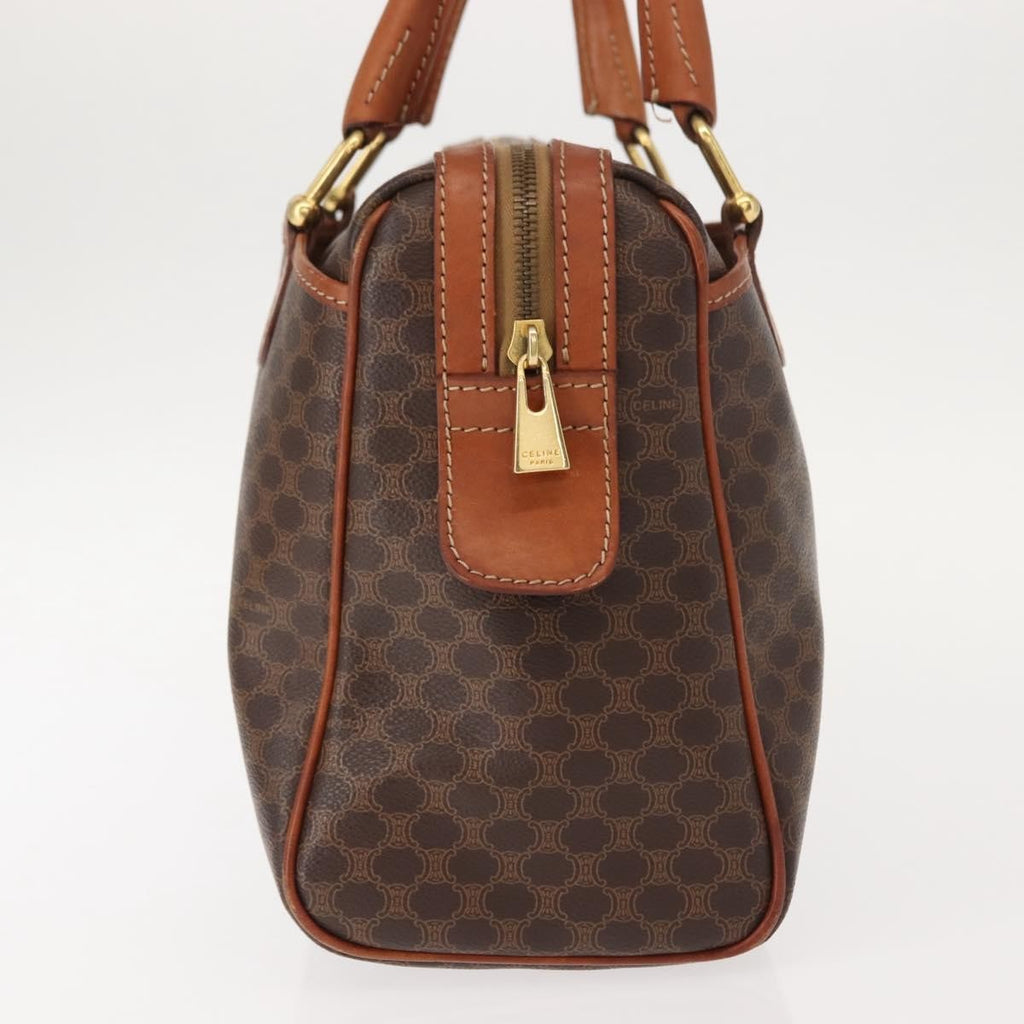 Celine Vintage Macadam Handbag Canvas And Leather Brown Canvas Handbag (Authentic  )